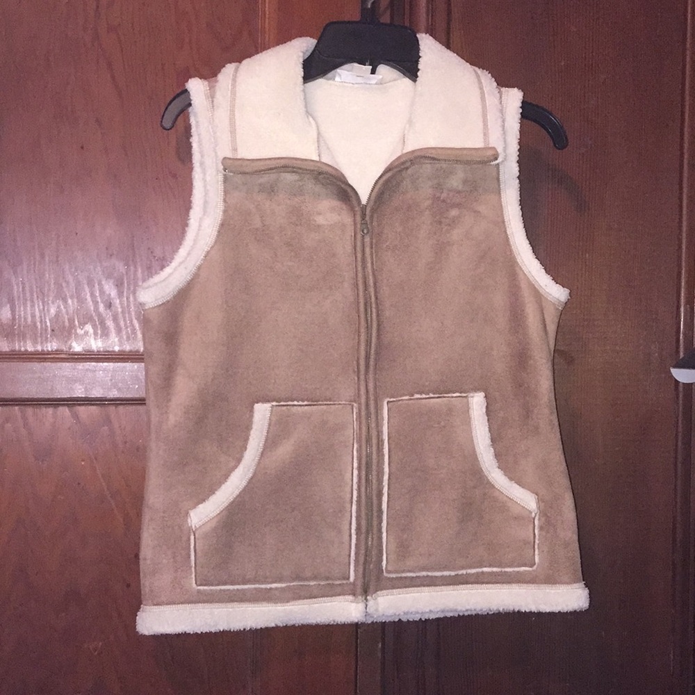 Cute warm leather vest from Loft
